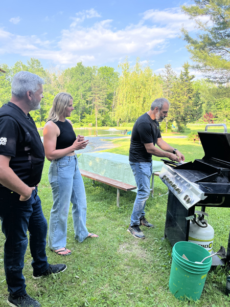 Tournage du deuxième épisode de l'émission Horizon Performance avec Jean Paré, Jean-François Mercier et Marie-Ève Dicaire.