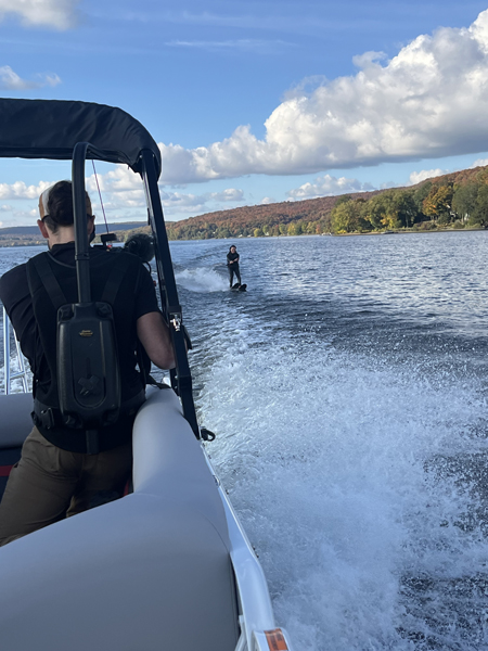 Tournage du cinquième épisode de l'émission Horizon Performance avec Karell Emard et l'animatrice Marie-Ève Dicaire.